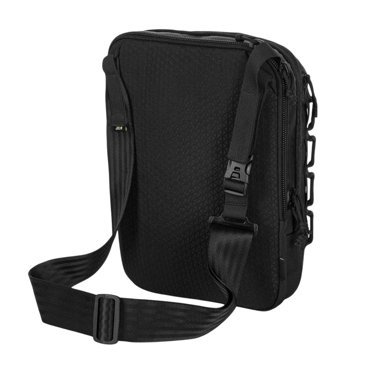 M-Tac Tablet Bag Laser Cut Hex mustasta Cordurasta, säädettävä olkahihna, Laser Cut MOLLE -paneeli ja nopea pääsy piilotettuun aseosastoon.