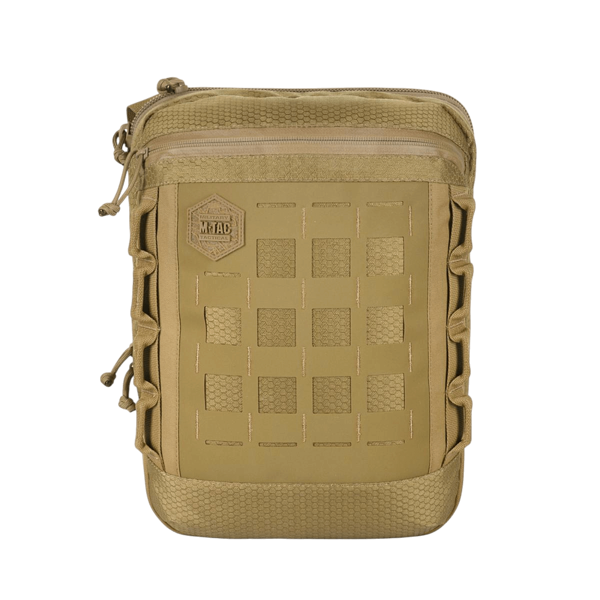 M-Tac Tablet Bag Laser Cut Hex Cordurasta, Laser Cut MOLLE, litteä ja käytännöllinen EDC:lle ja nopeaan pääsyyn piilotettuun aseosastoon.