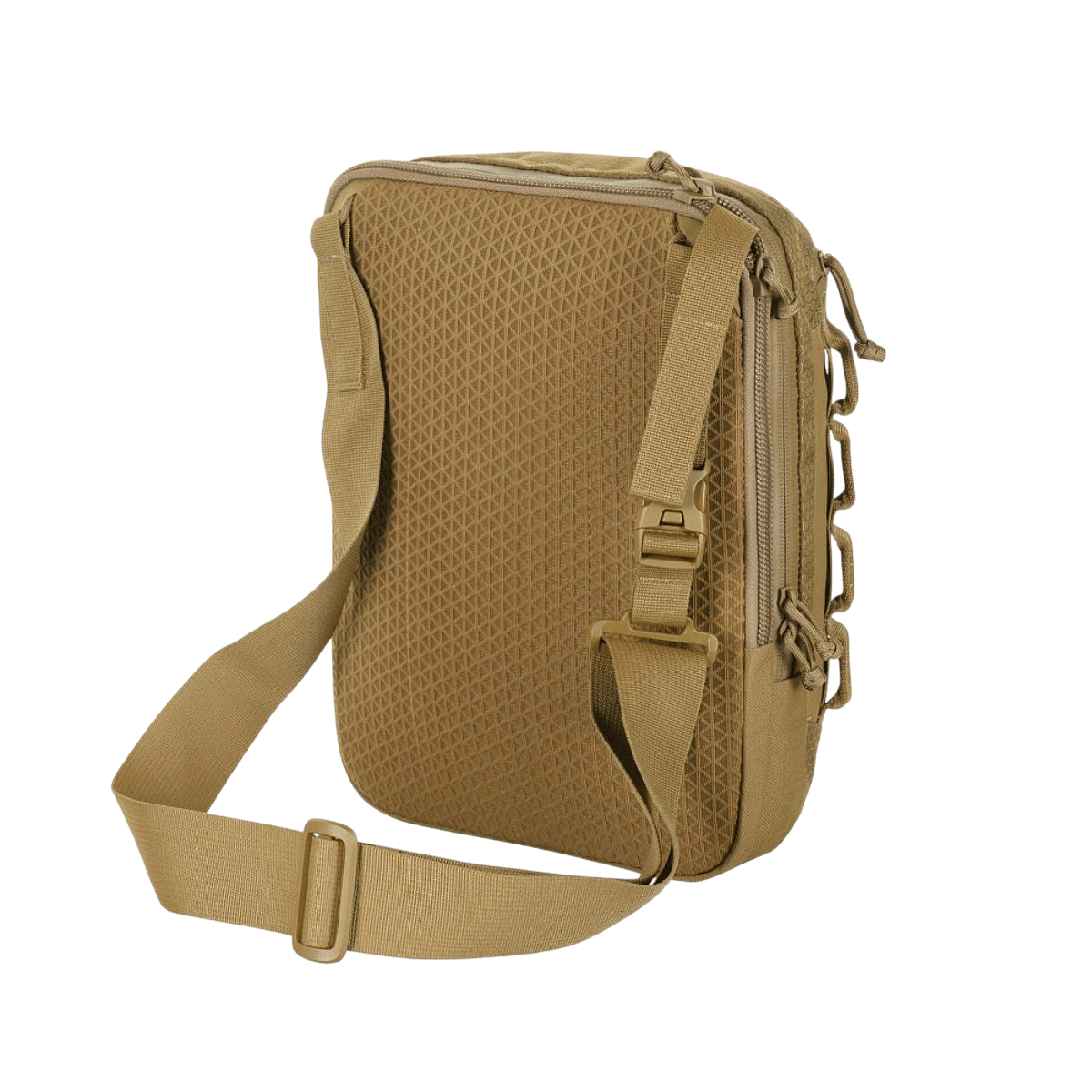 M-Tac Tablet Bag Laser Cut Hex Cordura-materiaalista, nopea pääsy piilotettuihin lokeroihin ja Laser Cut MOLLE -etupaneeli.