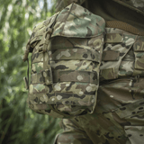 M-Tac Sukharka Gen.3 Pouch maastokuvioituna kiinnitettynä sotilasvarustukseen, Cordura 500D ja MOLLE-interface.