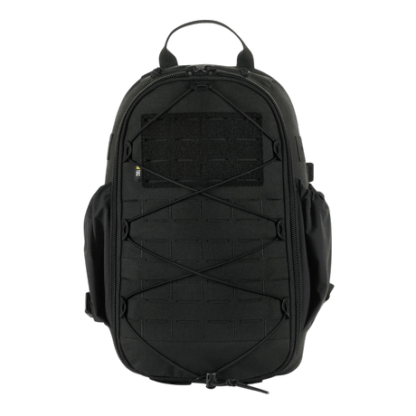 M-Tac STURM Elite -reppu, musta taktinen reppu, MOLLE Laser Cut -etupaneeli, 15 litraa, sopii lyhyille retkille.