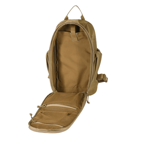 Avoinna ruskea M-Tac STURM Elite -reppu Cordura-materiaalista, tilava pääosio, laserleikattu MOLLE-järjestelmä ja metallikiinnikkeet, 15 l.