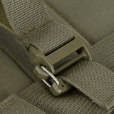 Taktinen solki M-Tac STURM Elite -repussa, Cordura-materiaalia, näyttää vankan hardwaren ja luotettavan rakenteen.