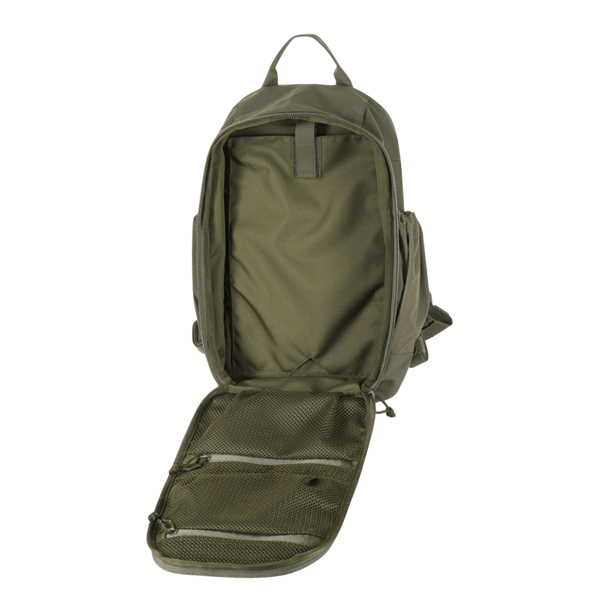 M-Tac STURM Elite -reppu 15L avattuna, tilava pääosa ja MOLLE-paneeli.