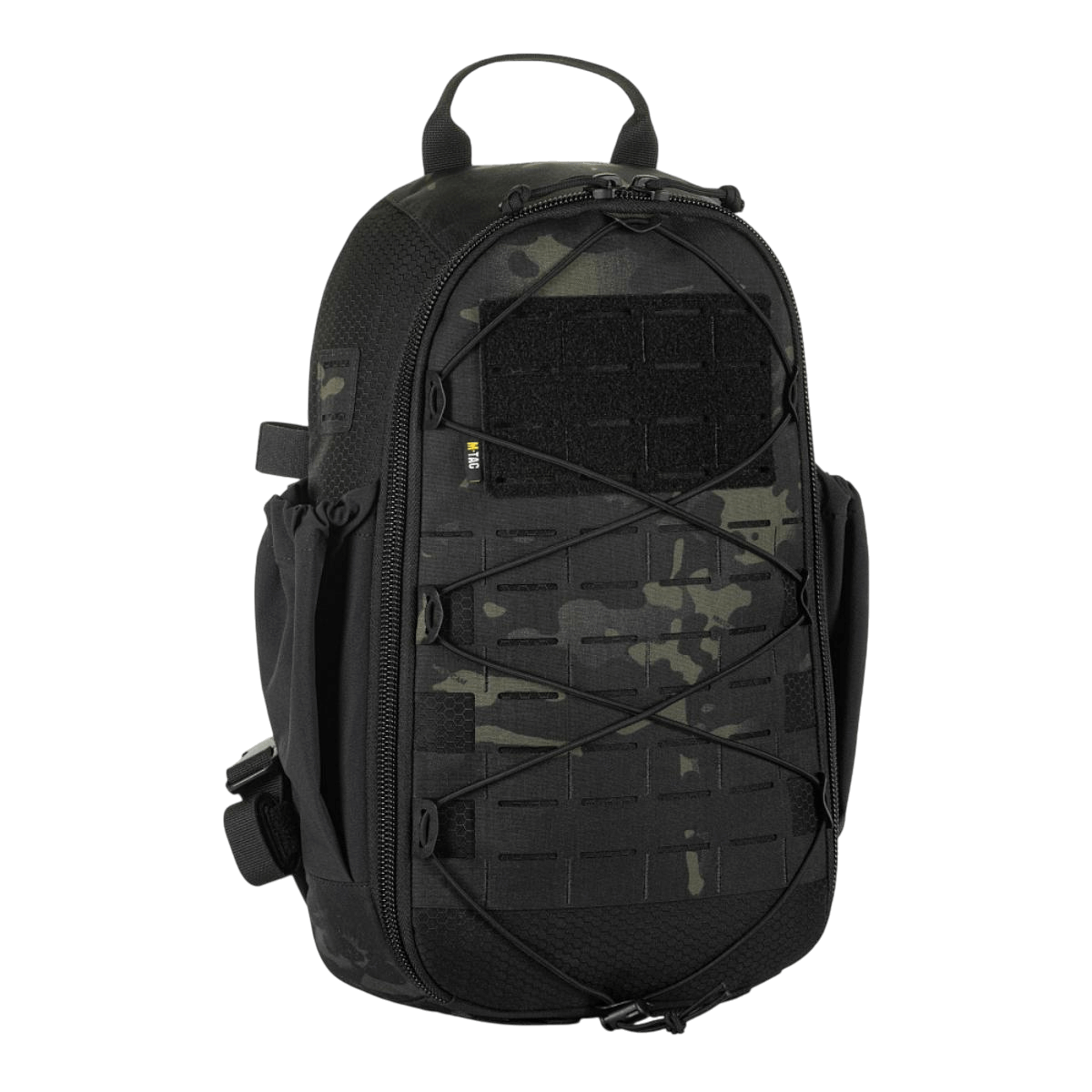 M-Tac STURM Elite -reppu — 15 l taktinen reppu laserleikatuilla MOLLE-etupaneeleilla ja joustavilla sivutaskuilla, sopiva kenttävarusteille.