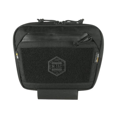M-Tac Large Elite Gen.II -olkalaukku, musta Cordura 500D, kolme päälokeroa ja Velcro-paneeli taktiseen ja arkipäivän käyttöön.