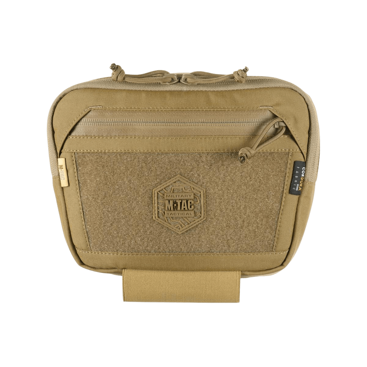 M-Tac Large Elite Gen.II -olkalaukku, ruskea Cordura 500D, YKK-vetoketjut ja etu-Velcro-paneeli, varusteiden säilytykseen.