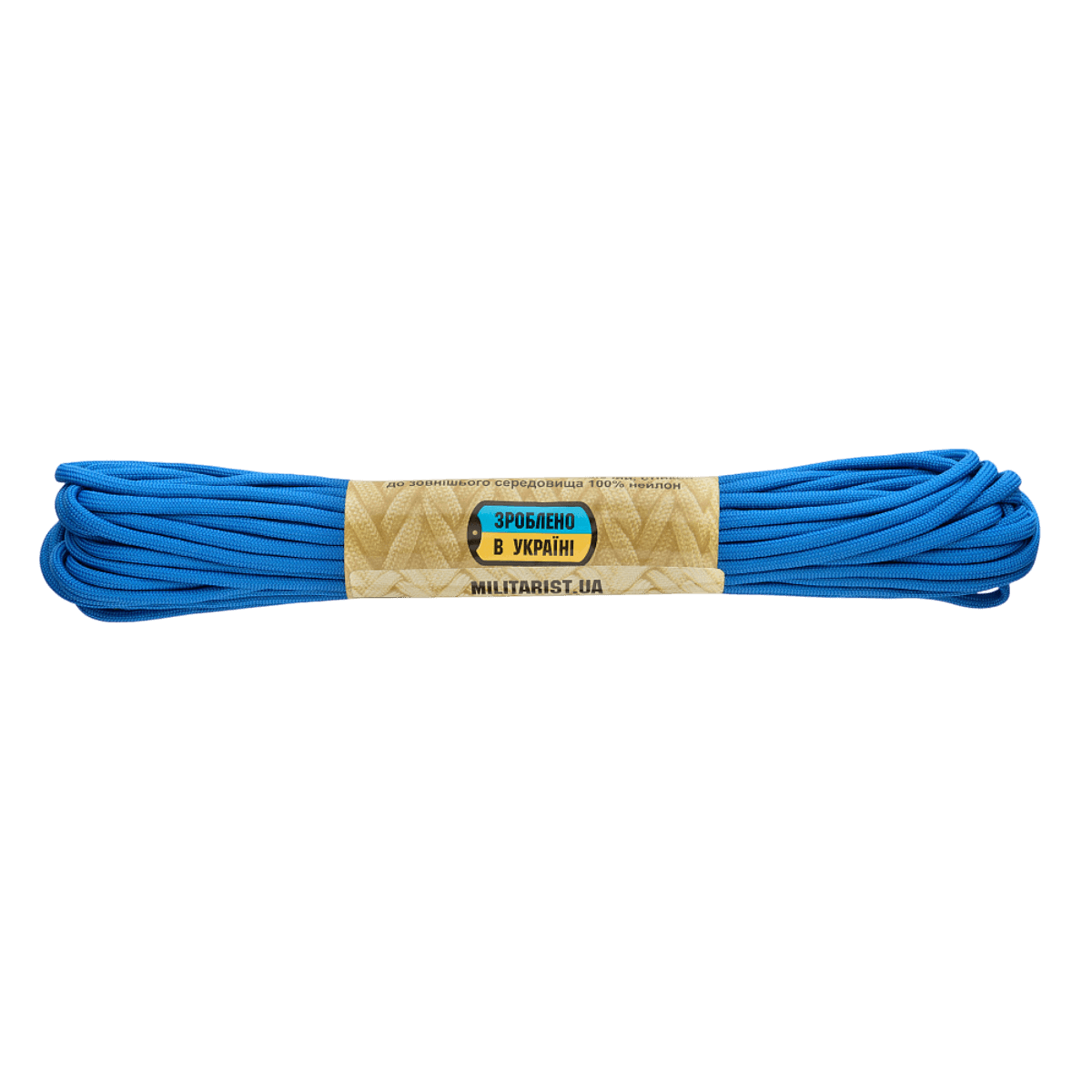 Sininen M-Tac Paracord 550 Type III 15 m nailonköysi, sopii ulkoiluun ja hätäkäyttöön, vetolujuus 240 kg ja 7 nailonsäiettä ytimessä.