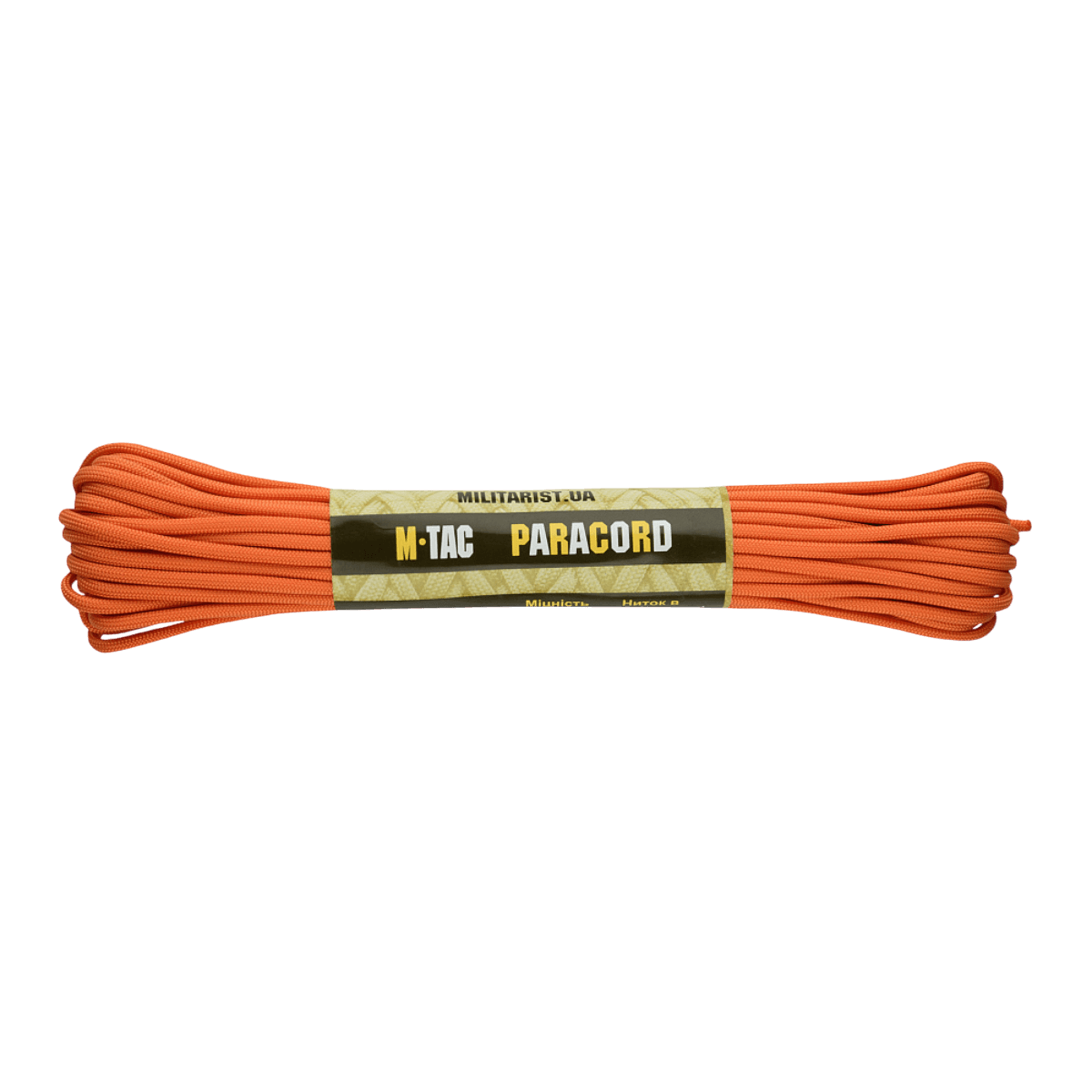 M-Tac Paracord 550 Type III 15 m oranssi nailonköysi ulkoiluun ja hätäkäyttöön, vahva ja monipuolinen, pituus 15 m, vetolujuus 240 kg.