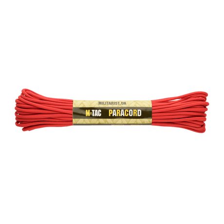 M-Tac Paracord 550 Type III 15 m punainen nailonköysi ulkoiluun ja korjauksiin. Vetolujuus 240 kg, 7 ytimen nailonsäiettä.