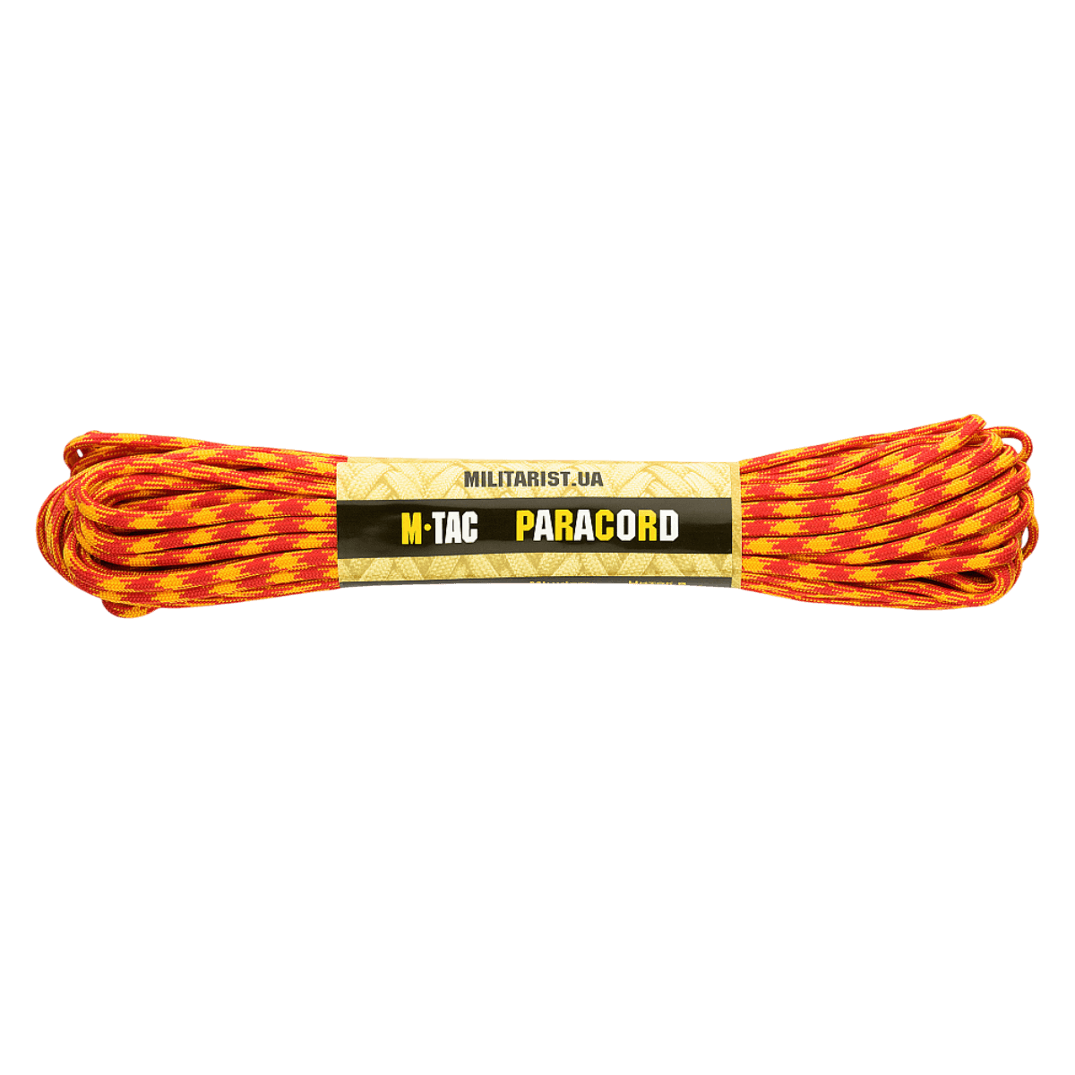 M-Tac Paracord 550 Type III 15 m oranssin ja keltaisen sävyissä, vahva nailonköysi ulko- ja hätäkäyttöön. Pituus 15 m, halkaisija 4 mm.