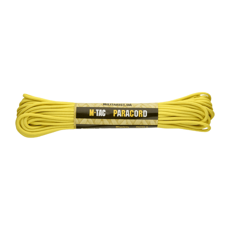 M-Tac Paracord 550 Type III 15 m keltainen, vahva ja monipuolinen nailonköysi ulkoiluun ja korjauksiin, pituus 15 m, halkaisija 4 mm.