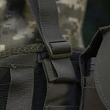 M-Tac olkahihnat taktiseen vyöhön Laser Cut tukevasta Cordura-materiaalista, NIJ-sertifiointi, näkyy galleria-asennossa 1 lähipotrettina soljesta ja hihnoista.