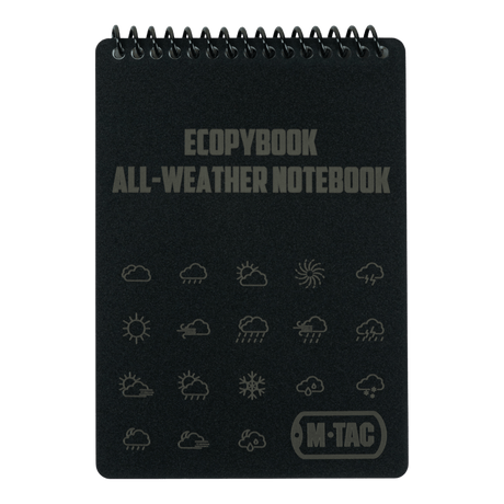 M-Tac Ecopybook Tactical – säänkestävä muistikirja, vedenkestävä, ruudutettu, sisältää sääsymbolit, sopii ulkokäyttöön.