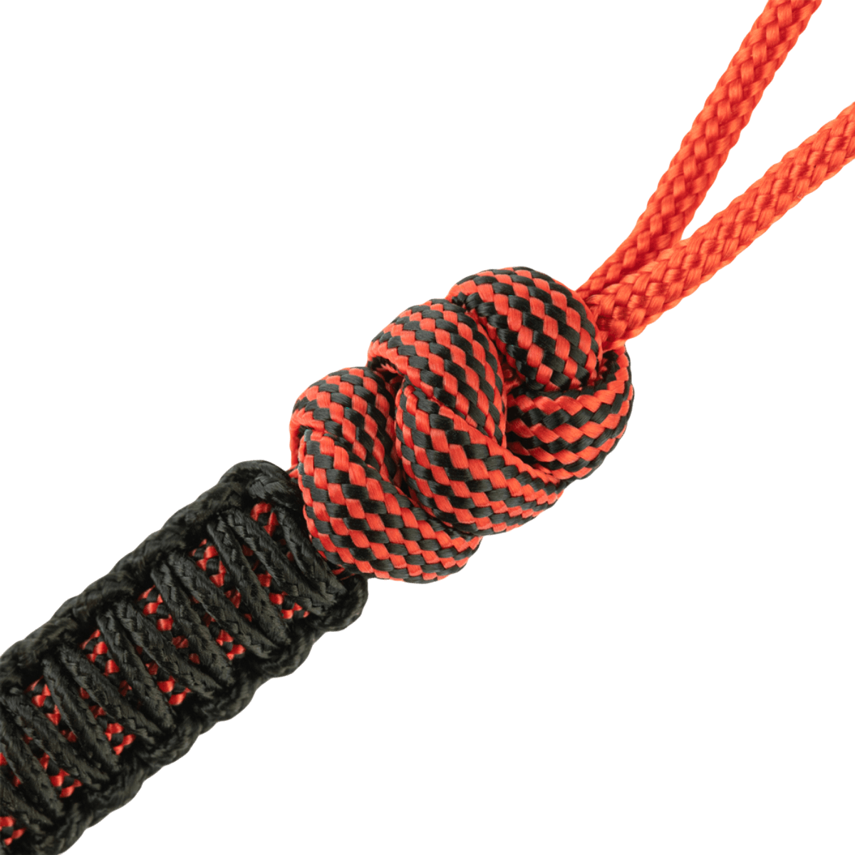 M-Tac Lanyard Scandinavian Mannaz musta-punaisessa paracordissa skandinaavisella helmellä. Käytännöllinen veitsille ja varusteille.