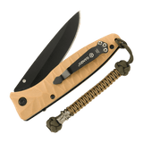 M-Tac Knife Lanyard Ninja punotusta paracordista, kiinnitetty taittoveitseen, antaa tyylikkään ilmeen ja toiminnallisuutta