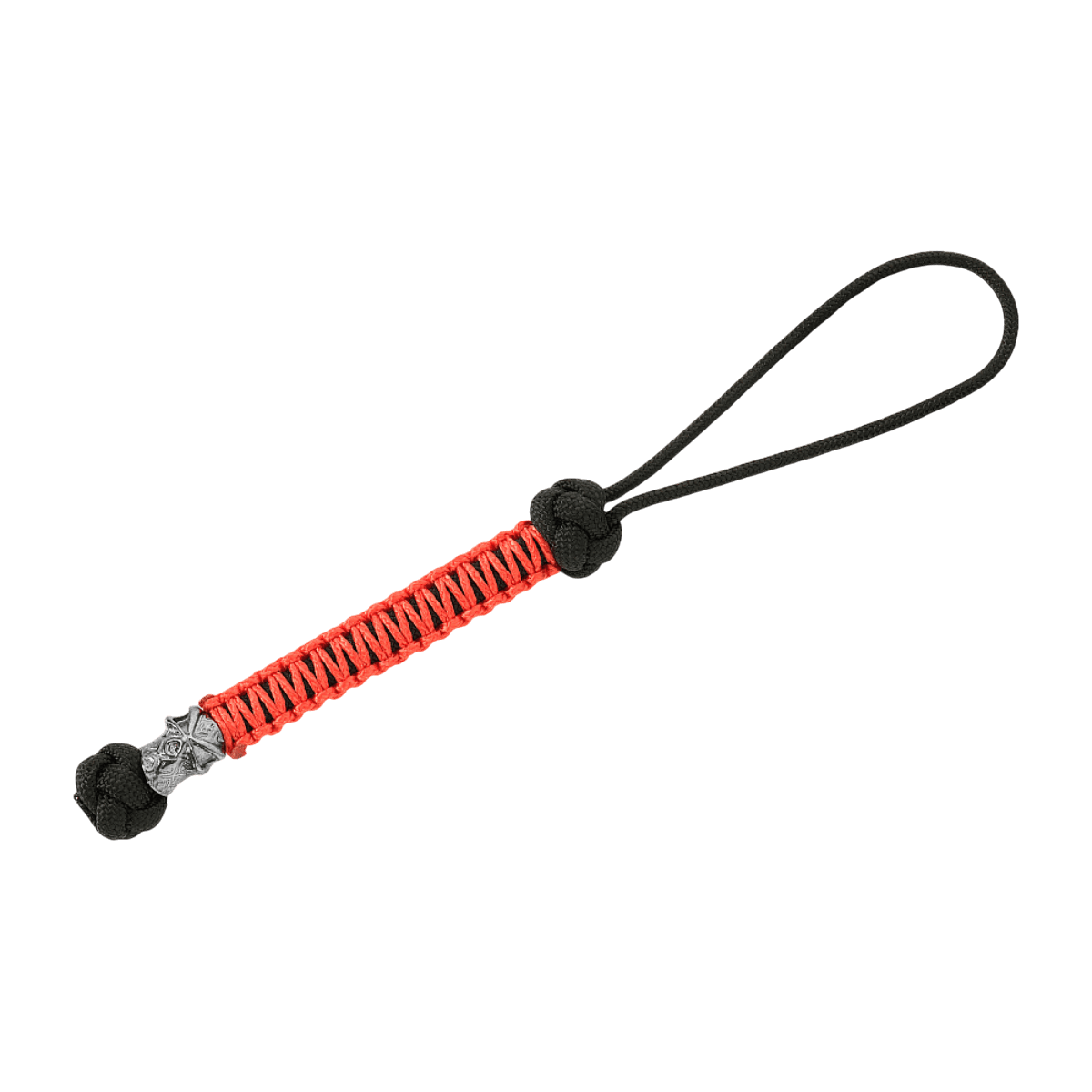 M-Tac Knife Lanyard Ninja musta ja punainen paracord, cupronickel perler, 14,5 cm, käytännöllinen kahvan jatke