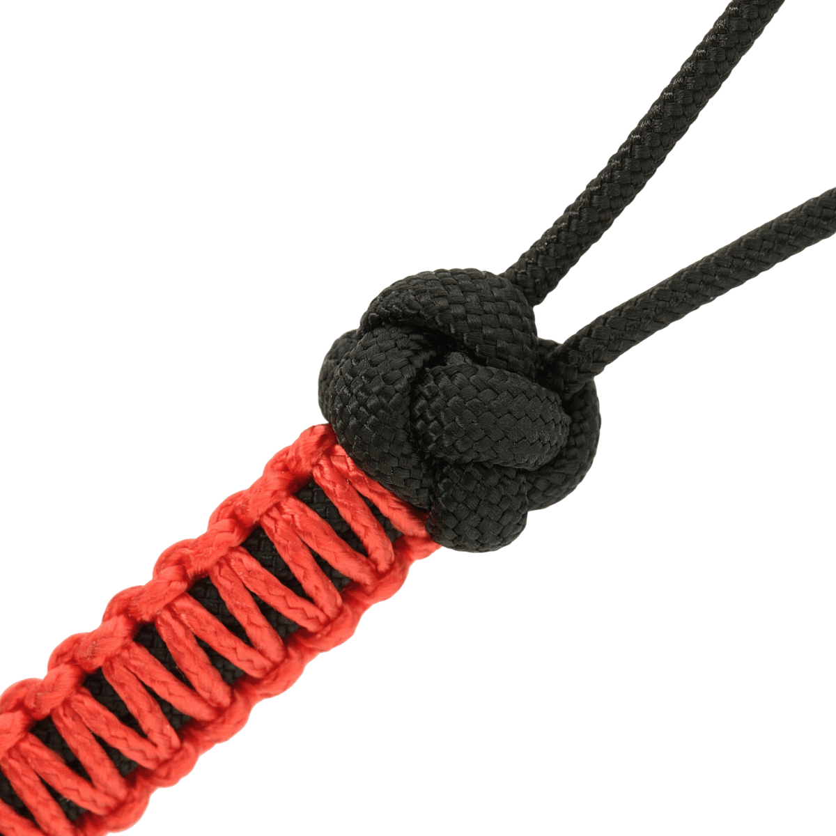 M-Tac Knife Lanyard Ninja musta ja punainen paracord-punos, suunniteltu antamaan veitselle persoonallisuutta ja nopean käytön