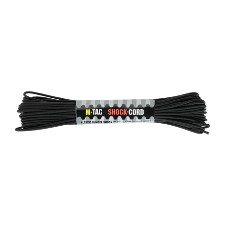 Musta M-Tac Paracord Shock-Cord 15m sotilaalliseen ja ulkokäyttöön, elastisk og stærk, ihanteellinen friluftsliv og sport
