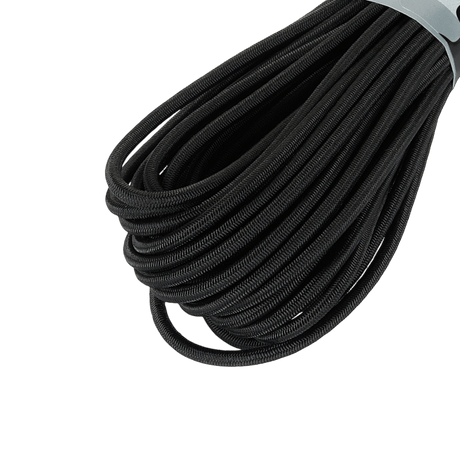 M-Tac Paracord Shock-Cord 15m, musta elastisk snor, ihanteellinen militært brug og friluftsliv, multifunktionel og robust design