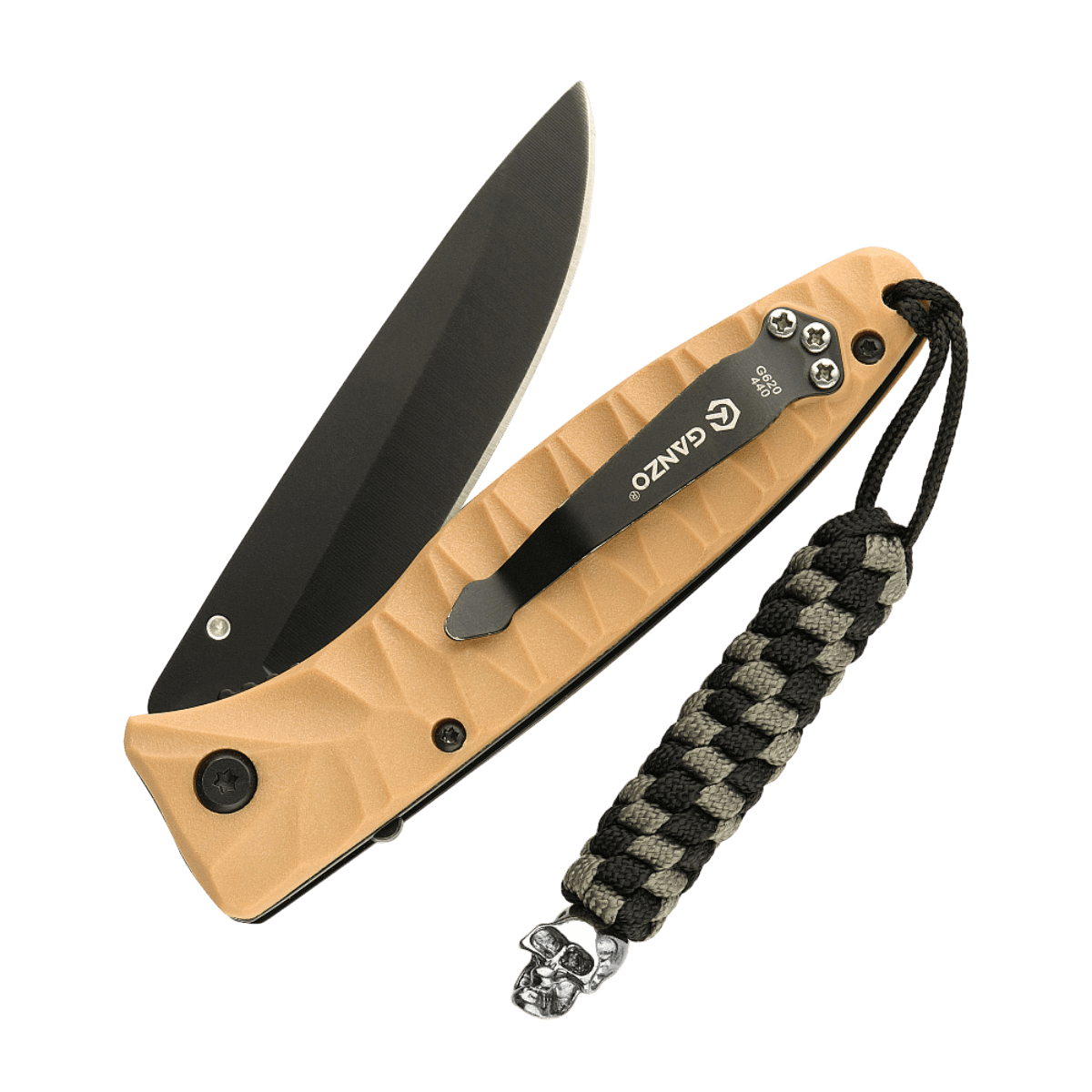 M-Tac Knife Lanyard Helix Skull punotulla paracordilla ja kallo‑designilla, lisää tyyliä taskuveitseen.