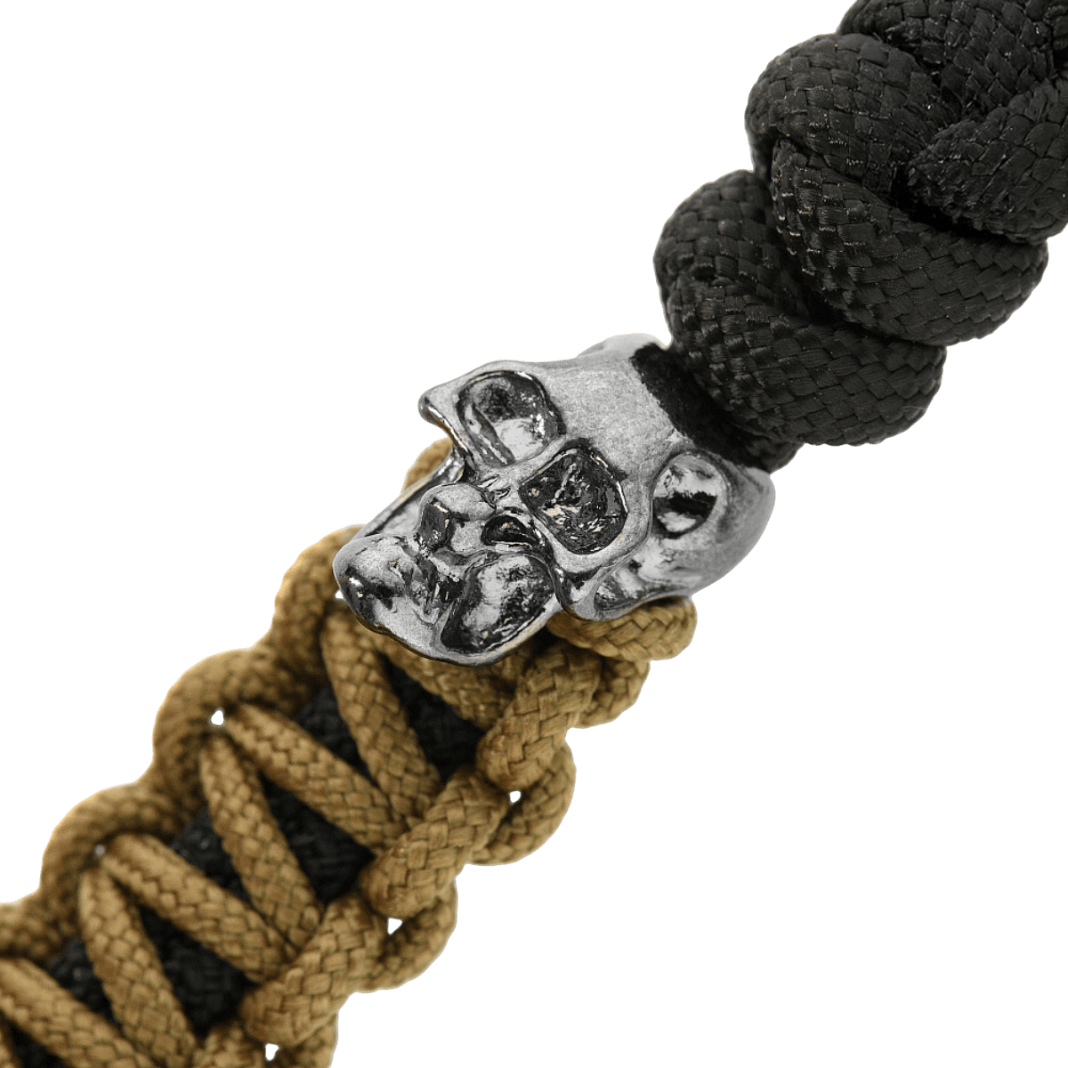 M-Tac Loopy Snake Skull Lanyard, punottu paracord-nauha kallo-koristeella, joustava veitsilisävaruste, kestävä ja tyylikäs.