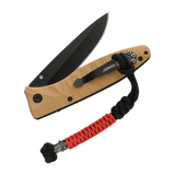 M-Tac Ninja Ver.2 Lanyard punotusta paracordista, koristaa taittuvaa veistä, helpottaa vetämistä ja lisää tyyliä ninjateemalla.