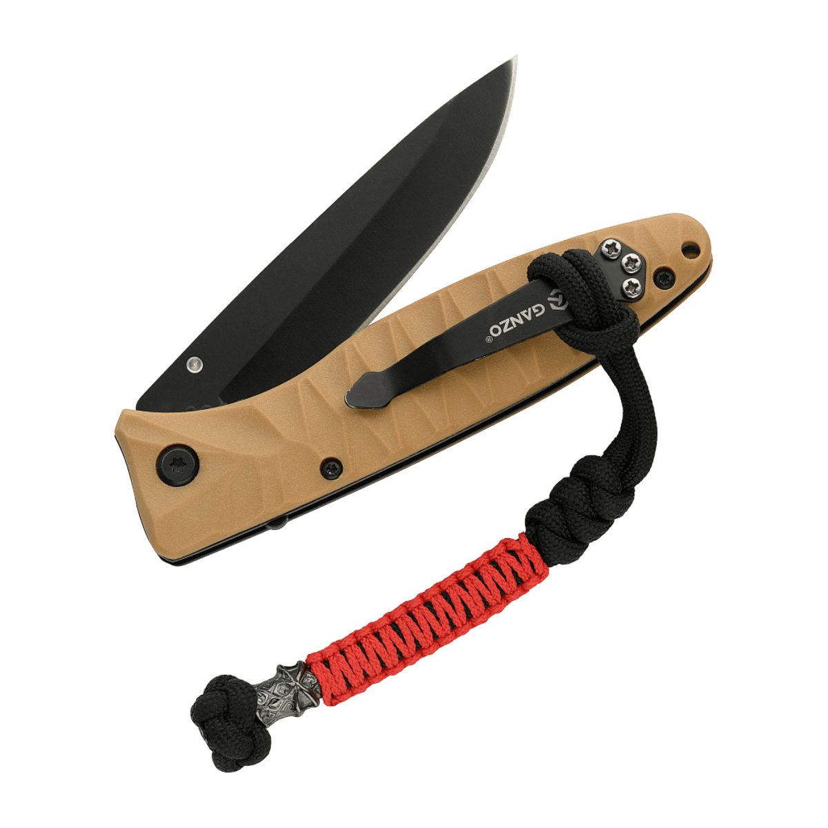M-Tac Ninja Ver.2 Lanyard punotusta paracordista, koristaa taittuvaa veistä, helpottaa vetämistä ja lisää tyyliä ninjateemalla.