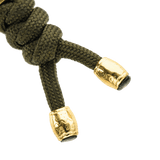 M-Tac Zeus Lanyard, punottu paracord ja tyylikäs muotoilu kultaisilla päillä, sopii veitselle ja varusteille.