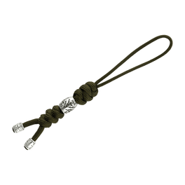 M-Tac Zeus Stainless Steel Lanyard, punottu paracord ja koristeellinen helmi, ihanteellinen veitselle ja varusteille nopeaan käyttöön.