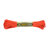M-Tac Paracord Survival 15m oranssina, vahva ja kevyt nyloni-paracord 7 ydinsäikeellä, suunniteltu selviytymiseen ja ulkokäyttöön.