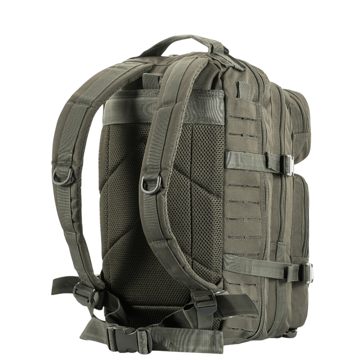 M-Tac Large Assault Pack Laser Cut -reppu, taktinen selkäreppu MOLLE-järjestelmällä, takanäkymä