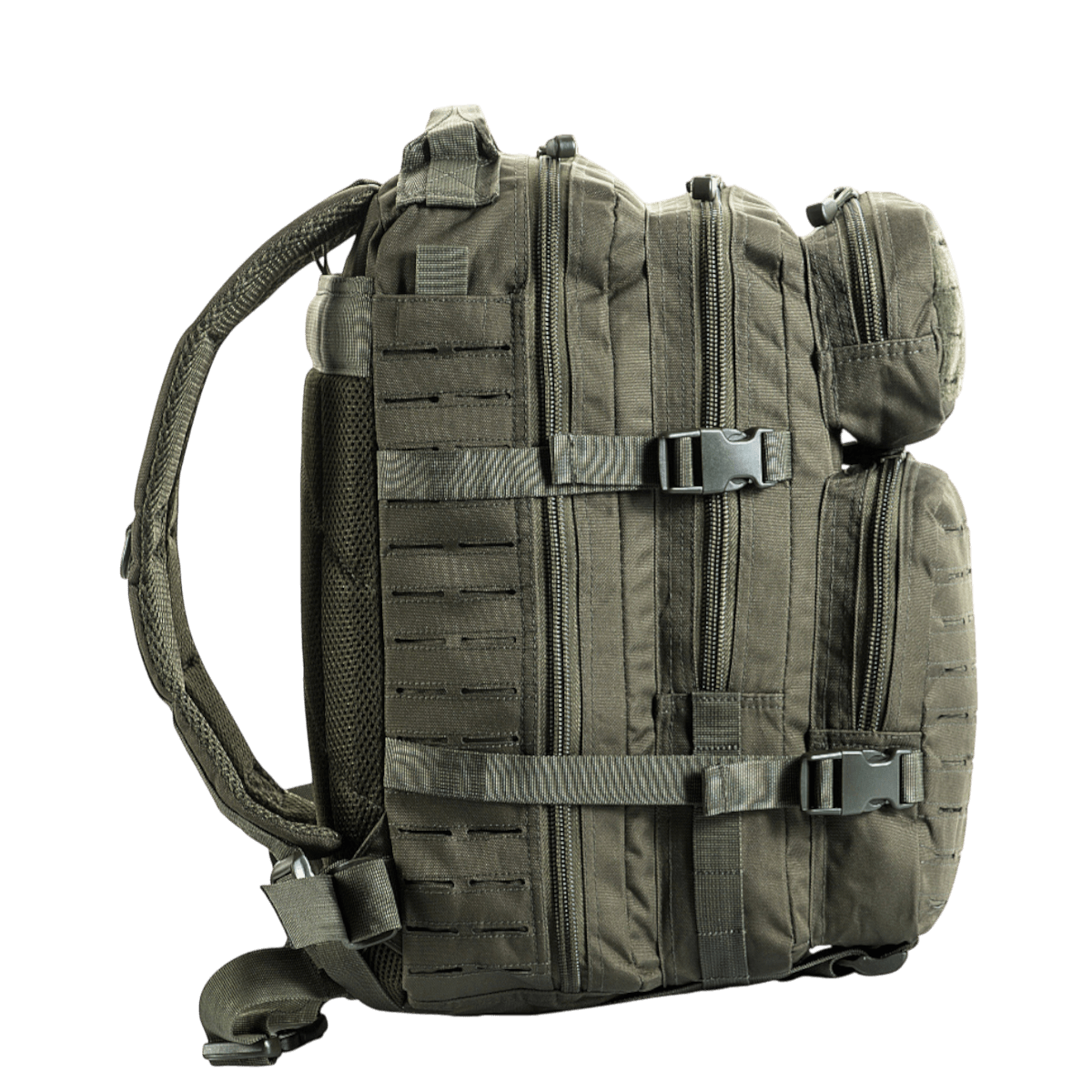 M-Tac Large Assault Pack Laser Cut -reppu, MOLLE-kiinnitys ja pehmustetut olkahihnat mukavaan kantoon
