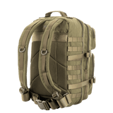 M-Tac Large Assault Pack -reppu pehmustetuilla olkahihnoilla ja MOLLE-järjestelmällä, takaa kuvattu.