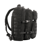 M-Tac Large Assault Pack -reppu sivulta, ylimääräiset taskut ja MOLLE-järjestelmä, musta