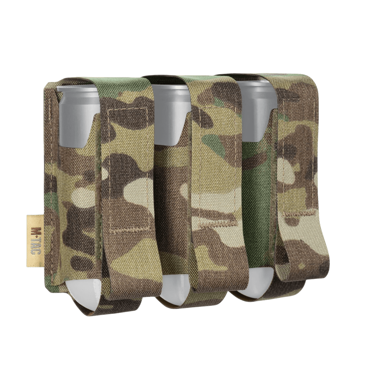 M-Tac kotelo 3 VOG-kranaatille MOLLE Laser Cut -järjestelmällä turvalliseen VOG-25 -kranaattien säilytykseen, Cordura-materiaali.