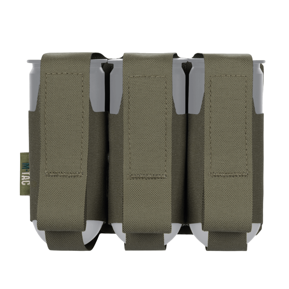 M-Tac pouch 3 VOG-kranaatille, MOLLE Laser Cut -järjestelmä turvalliseen VOG-25 kranaattien säilytykseen, Cordura Squadron -materiaali.