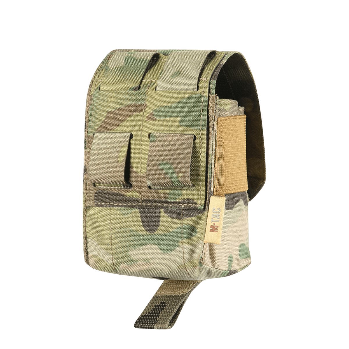 M-Tac Fragmentgranaattitasku Laser Cut multicam-nylonista joustavalla nauhalla ja tukevalla soljella, gallerian sijainti 1, taktista säilytystä varten.
