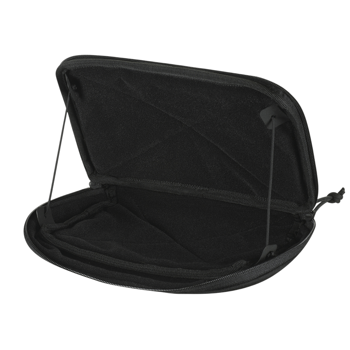 M-Tac Admin Pouch Large Elite avattuna, musta velour-tarrasisustus, valmistettu kestävästä Cordurasta taktiseen säilytykseen.