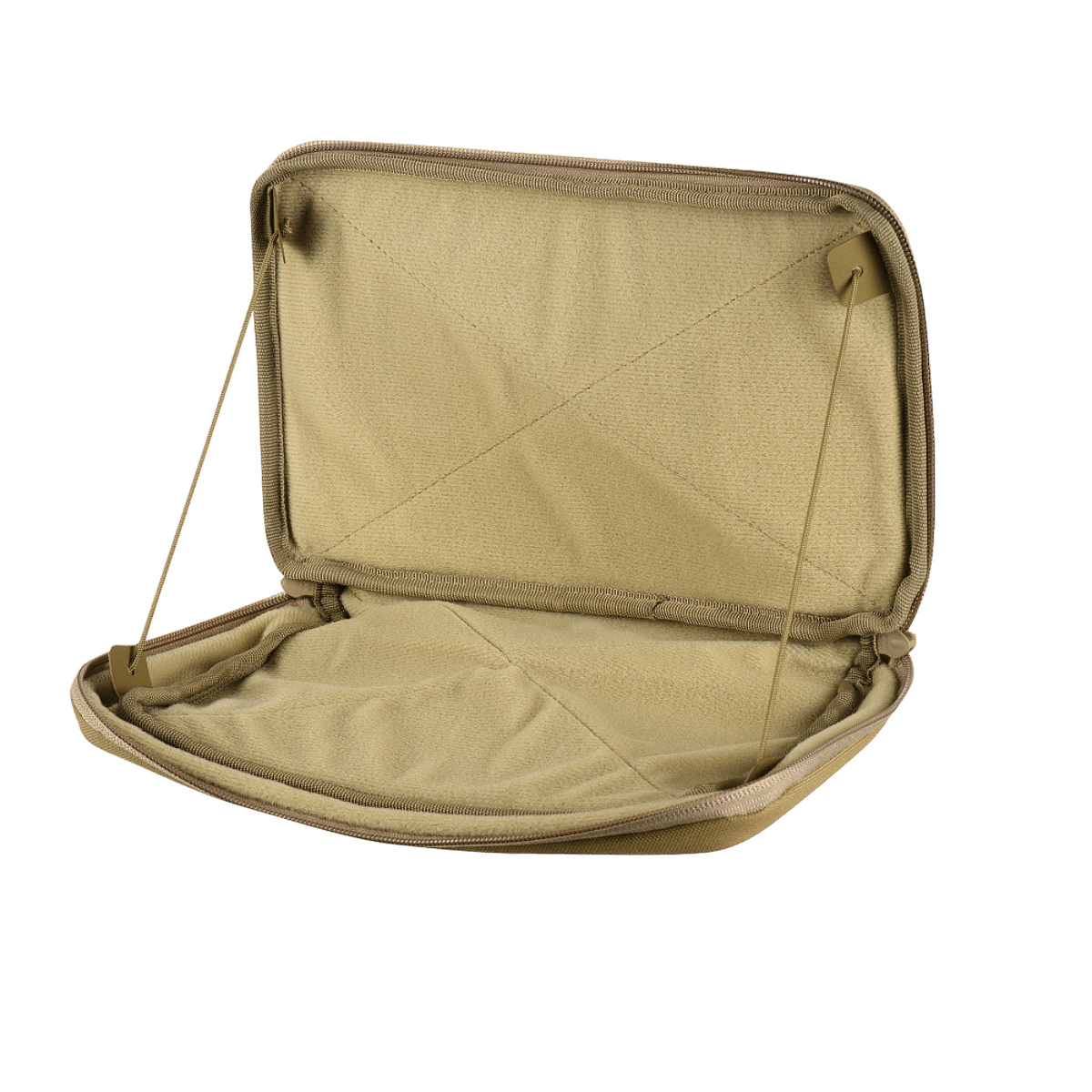 M-Tac Admin Pouch X-Large Elite avoinna, näyttää tilavuutta ja velcro-järjestelyn modulaarisia insertejä varten.
