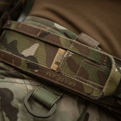 M-Tac Range -vyö Cobra Buckle Gen.IV sotilasmaastokuviossa, vahvistettu Tegris-komposiitilla. Sopii taktiseen käyttöön ja ampumaradalle.