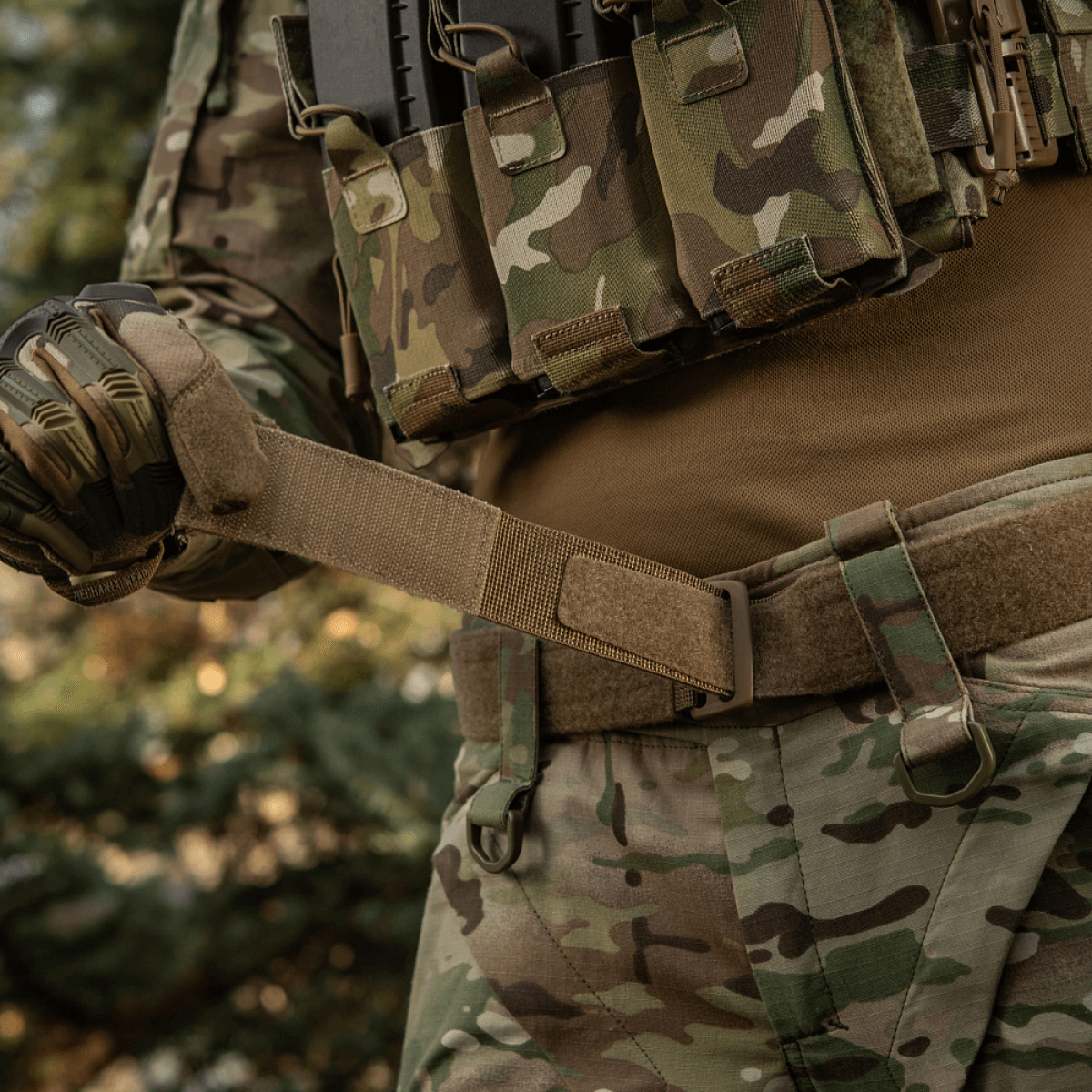 M-Tac Range -vyö Cobra Buckle Gen.IV taktinen vyö maastokuvioinnilla ja Velcro-tarrakiinnityksellä sotilas- ja aktiivikäyttäjille.