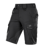 M-Tac Shorts Aggressor Gen.II Flex mustat, moderni taktinen muotoilu, sopii harjoitteluun ja vapaa-aikaan, valmistettu kestävästä ripstop-kankaasta.