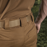 M-Tac Shorts Aggressor Gen.II Flex ruskeana ripstop-materiaalista, taktinen muotoilu ja Teflon-pinnoite, sopii ulkoaktiviteetteihin.