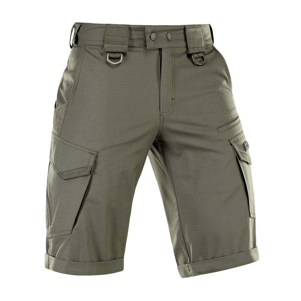 M-Tac Shorts Aggressor Gen.II Flex oliivinvihreänä, kevyet ja toiminnalliset harjoitteluun ja vapaa-aikaan, ripstop-materiaali Teflon-pinnoitteella.