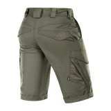 M-Tac Shorts Aggressor Gen.II Flex ripstop-materiaalista, vesi- ja likahylkivä, takaa kuvattuna modernilla taktillisella muotoilulla.