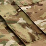 M-Tac Military Elite NYCO -takki American NYCO rip-stop -kankaasta, lähikuva camosta ja Velcro-yksityiskohdista