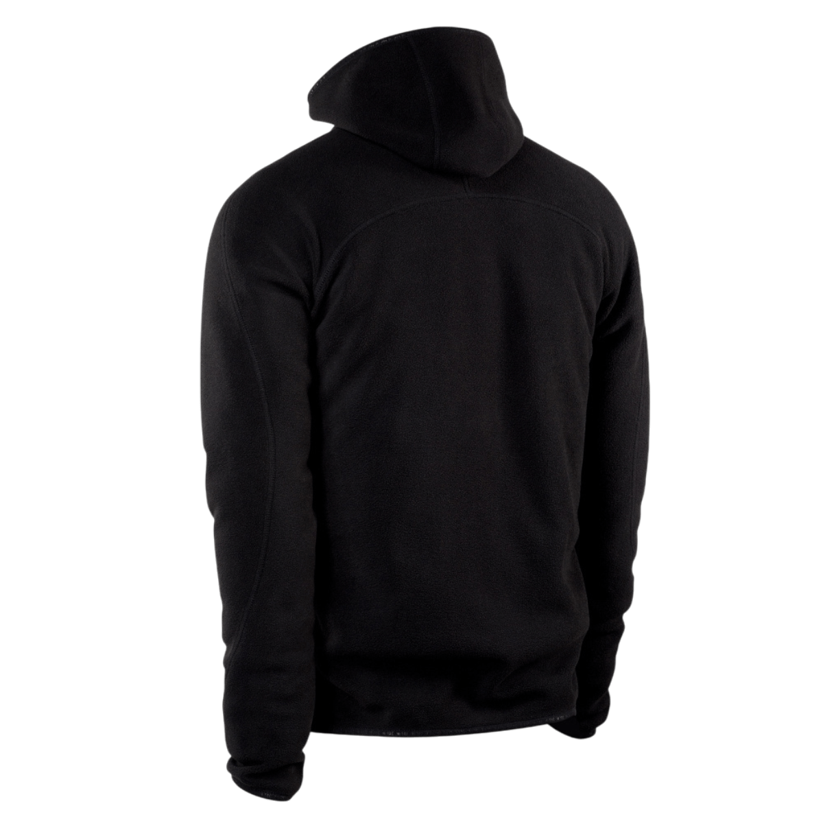 M-Tac Lite Microfleece Hættetrøje takakuva mustasta mikrofleecestä, näyttää hupun ja joustavat hihansuut mukavaan istuvuuteen