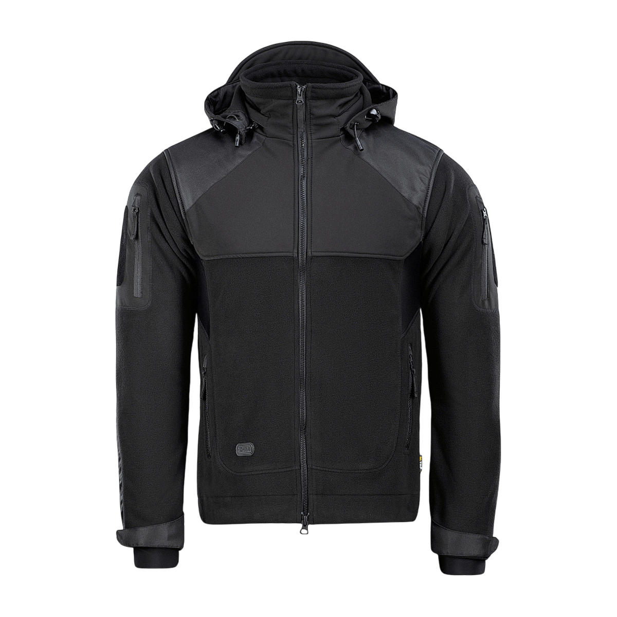 M-Tac Norman Windblock -fleecetakki mustana, windblock-materiaalia ja softshell-paneeleja, sopii viileään ja kylmään säähän.