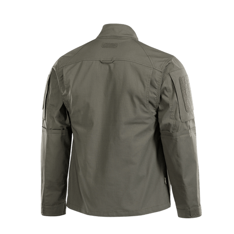 M-Tac Patrol Flex -takki käytännöllisillä Velcro- ja YKK-fittingseillä, taktiseen käyttöön. Takaa, väri harmaa, pystykrae.